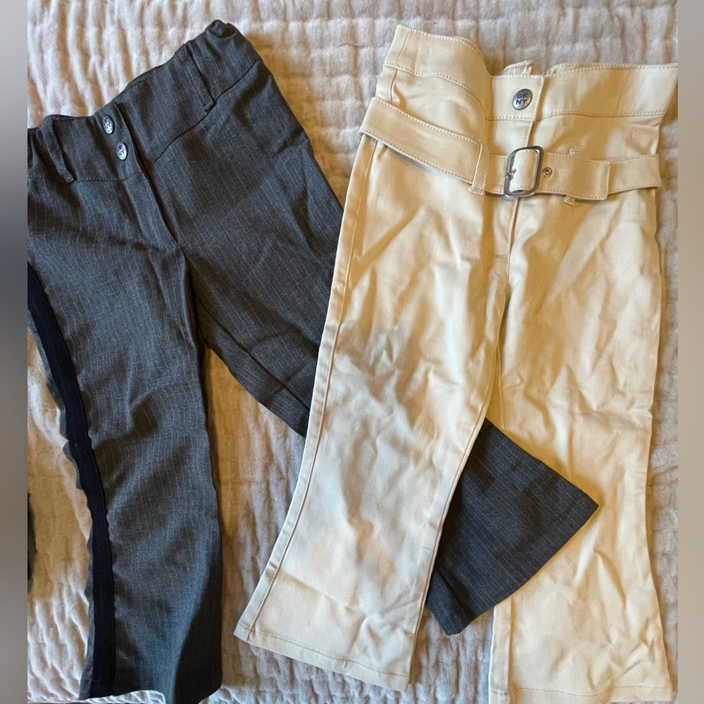 DKNY France Pinstripe Tuxedo Trousers & Safari Belted Chino Pants Lot Size 4